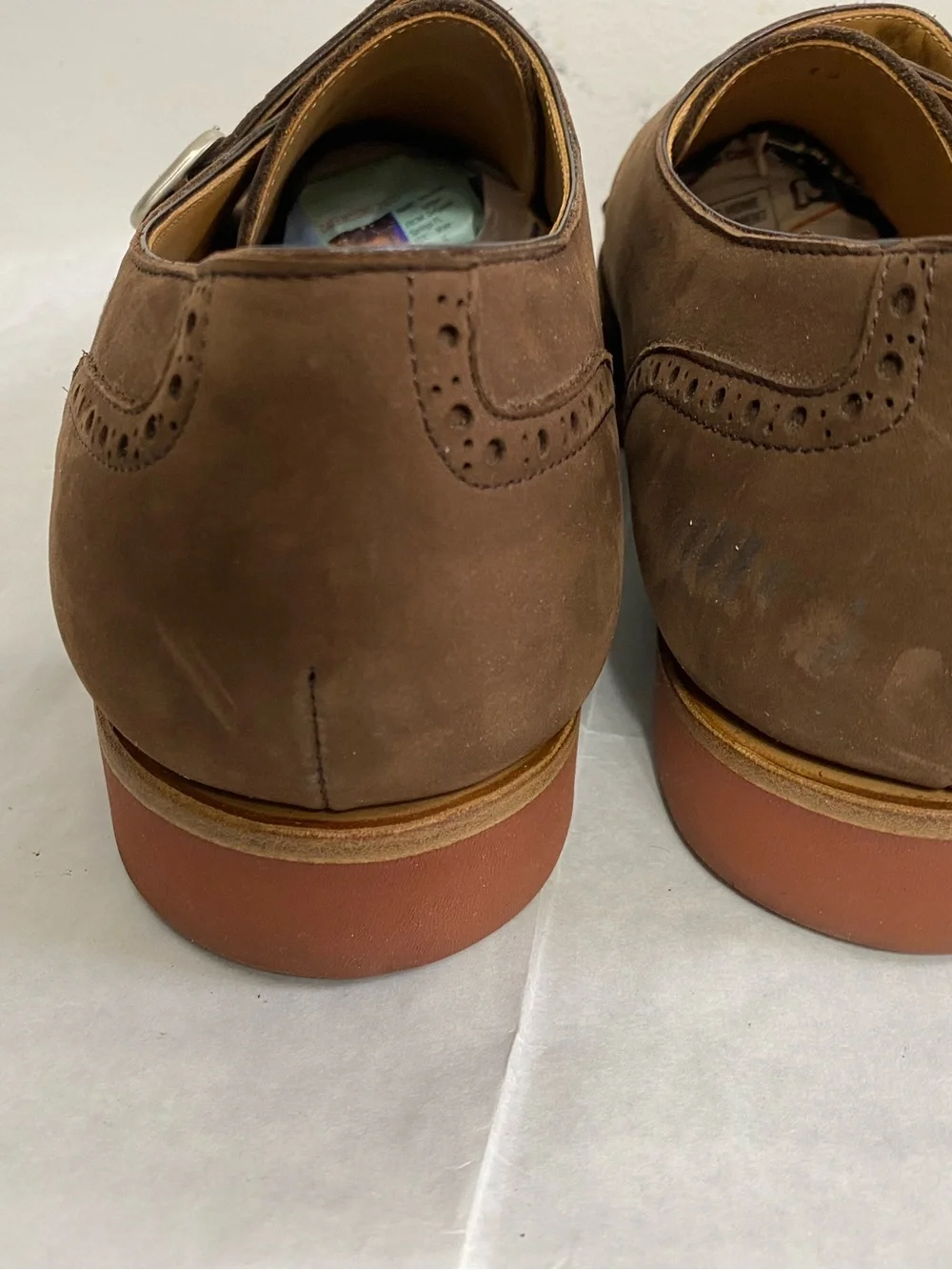 Paul Stuart Suede Brogue Wingtip Monk Strap Loafers. Made in Italy. Size13